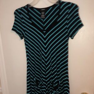 Blue and Black Tunic Top